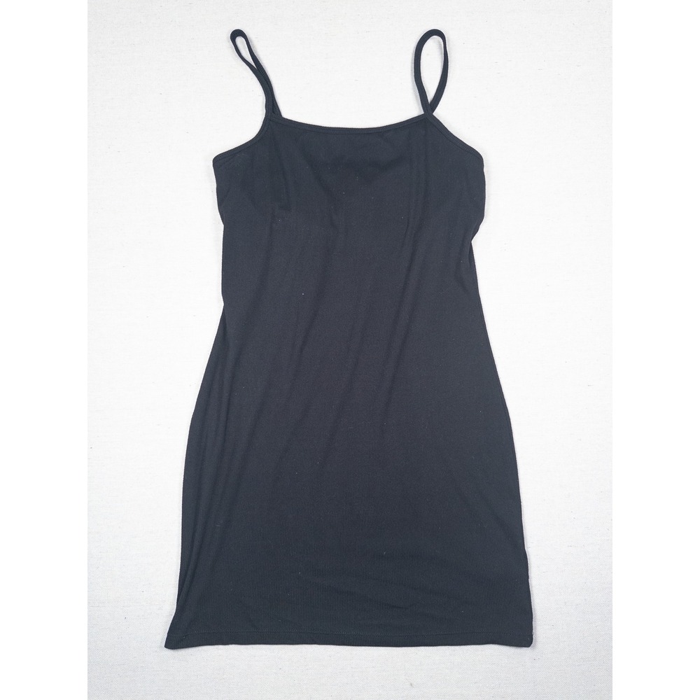 No Boundaries Womens Black Ribbed Cami Bodycon Mini Dress Small 4-6 Built-in Bra
